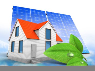  Evin bulutlar arka plan üzerinde 