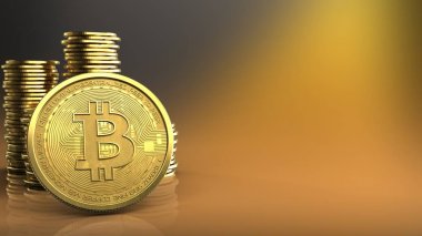 sarı arka plan ile bitcoin