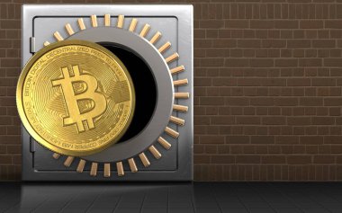  metal bitcoin ile güvenli illüstrasyon