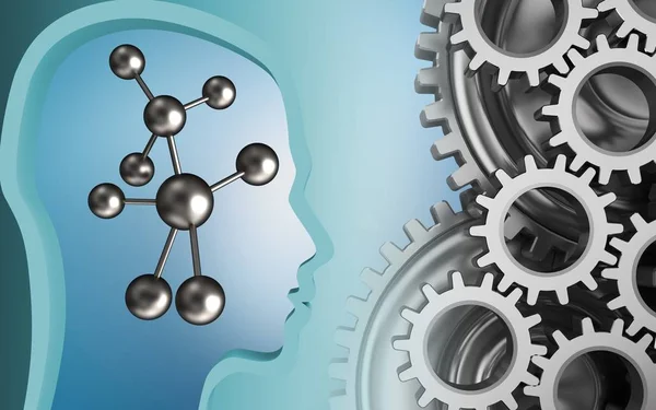  molekül üzerinde mavi arka plan