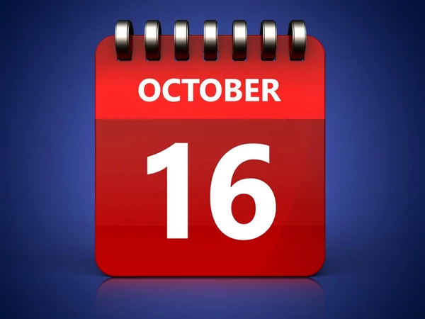 Иллюстрация 16 октября календаря — стоковое фото