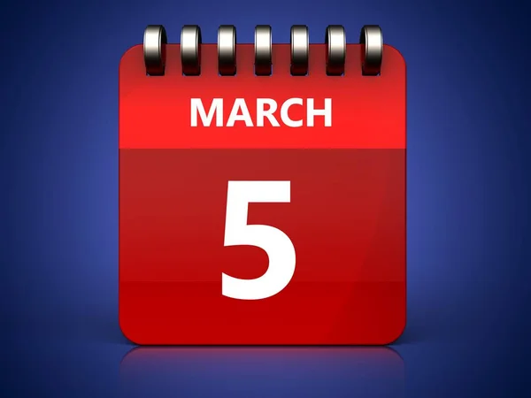Abbildung des Kalenders vom 5. März — Stockfoto