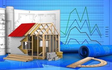 Çizimleri ile çerçeve ev 