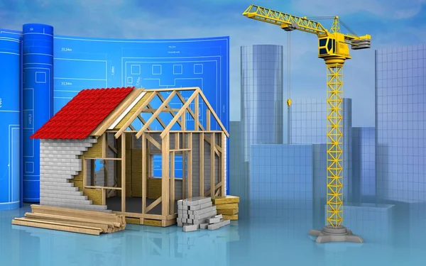 Rahmenhaus mit Ziehrolle — Stockfoto