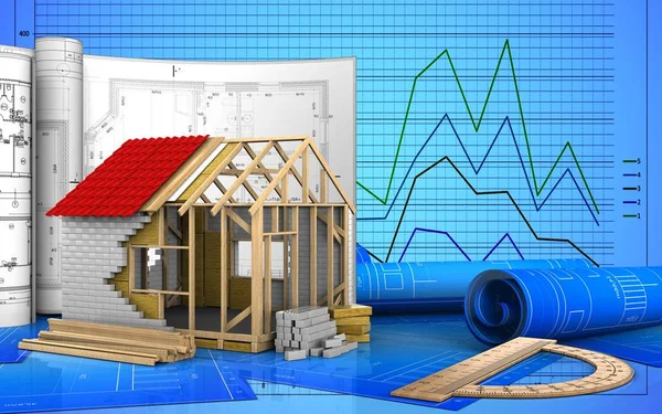 Çizimleri ile çerçeve ev 