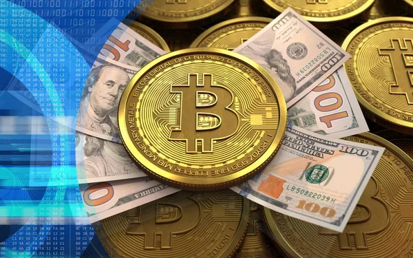 bitcoin arka plan üzerinde gösterimi