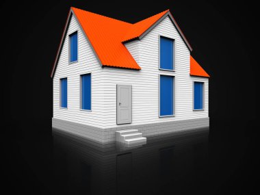 Evin siyah arka plan üzerinde