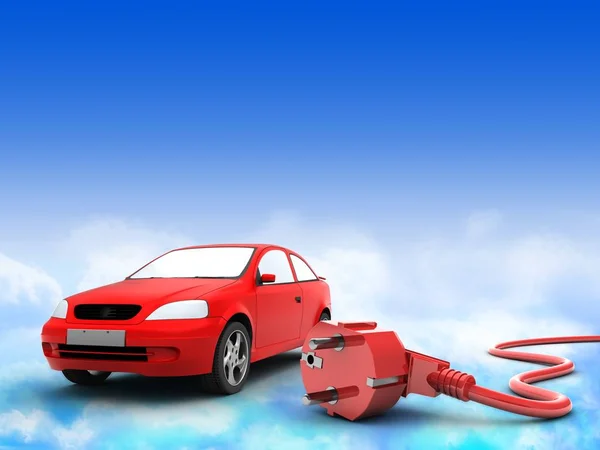 Illustration of car over sky background — Stock Photo, Image