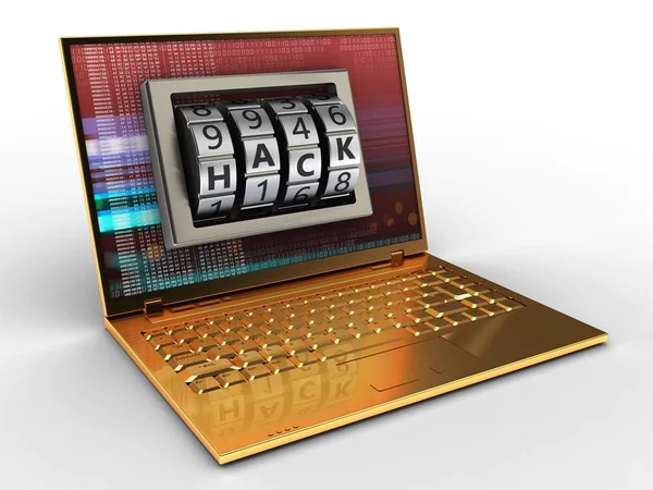 Ilustracja komputer złoty — Zdjęcie stockowe