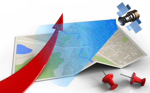 Map paper with red arrow — Stock Photo, Image