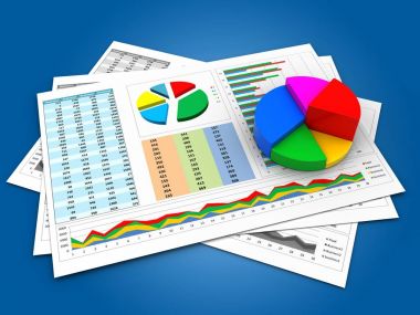 işle ilgili belgeleri ve pasta grafiği 