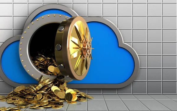 Cloud with golden coins — Stock Photo, Image