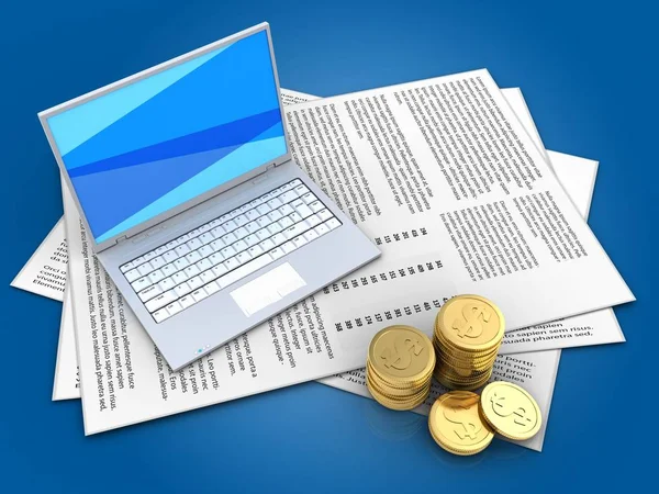 Kağıtları ve beyaz dizüstü 