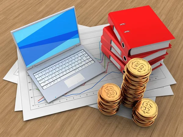 Diyagram kağıtları ve beyaz dizüstü