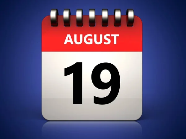 Εικονογράφηση της 19 Αυγούστου ημερολόγιο — Φωτογραφία Αρχείου