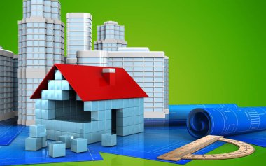  evin arka plan üzerinde gösterimi