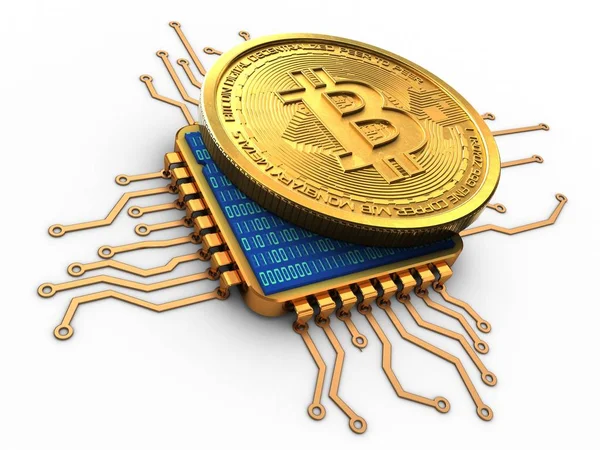 Ilustrace bitcoin nad pozadím — Stock fotografie