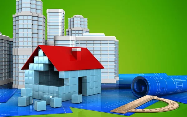  evin arka plan üzerinde gösterimi