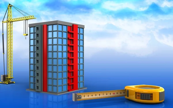 Illustration of building with crane — Stock Photo, Image