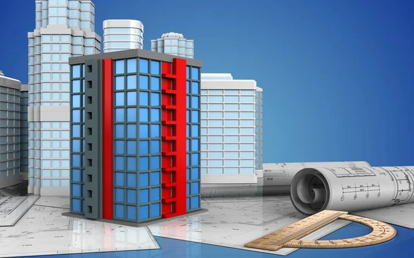 Bina arka plan üzerinde gösterimi