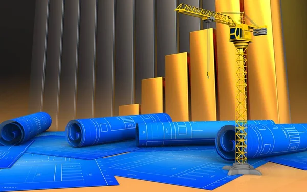 Altın grafik arka plan üzerinde vinç