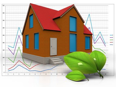 Diyagramın arka üzerinde yapraklarla yazlık