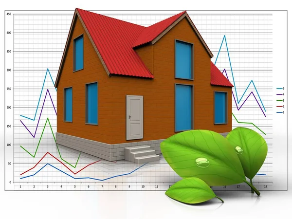 Diyagramın arka üzerinde yapraklarla yazlık