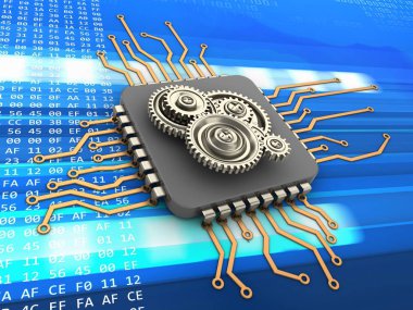  İşlemci arka plan üzerinde gösterimi 