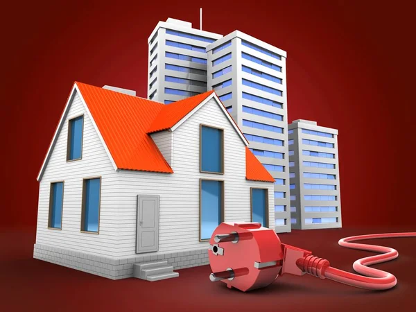 Evin üzerinde kırmızı bir arka plan resmi