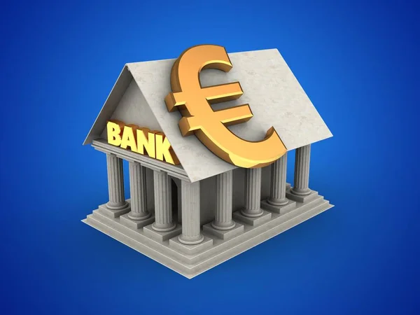 Banka nad modrým pozadím — Stock fotografie