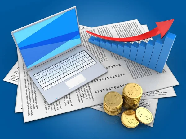 Kağıtları ve beyaz dizüstü bilgisayar çizimi 