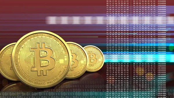 Abbildung von Bitcoins über Hintergrund — Stockfoto