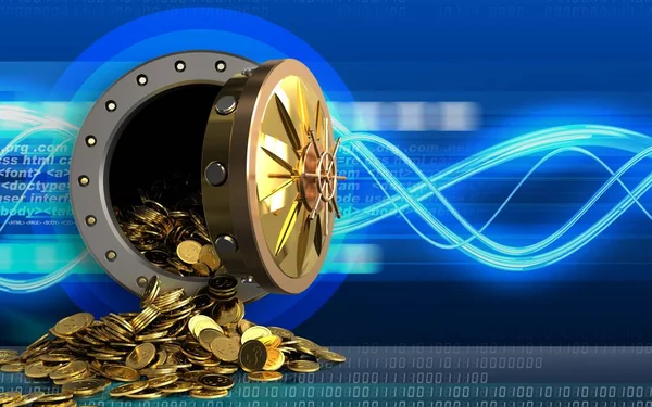 Dijital dalgalar üzerinde altın sikke