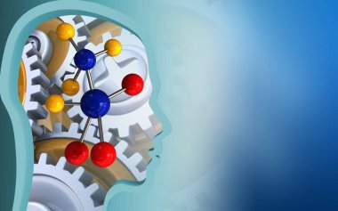 molekül üzerinde mavi arka plan 