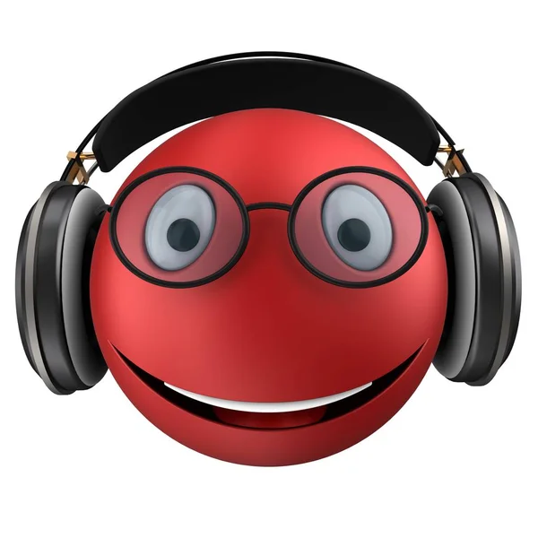 Emoticon vermelho sorriso — Fotografia de Stock