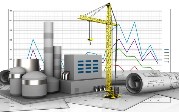 Ilustracja z fabryki na tle — Zdjęcie stockowe
