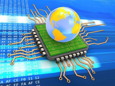 İşlemci arka plan üzerinde gösterimi