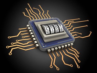 İşlemci arka plan üzerinde gösterimi