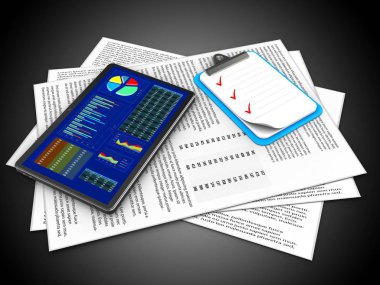 Kağıtları ve tablet çizimi 