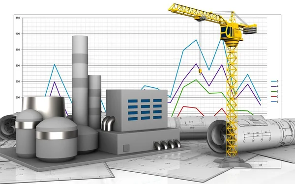  Fabrika arka plan üzerinde gösterimi
