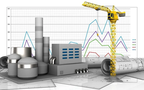 Иллюстрация фабрики на фоне — стоковое фото