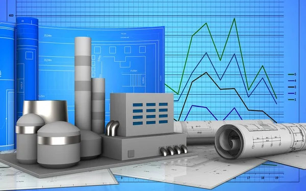  Fabrika arka plan üzerinde gösterimi