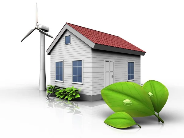 Wind energie huis — Stockfoto