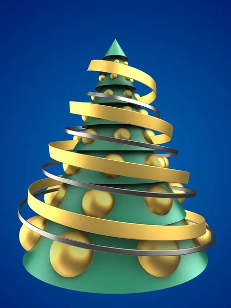 グリーンとブルーのクリスマス ツリー — ストック写真
