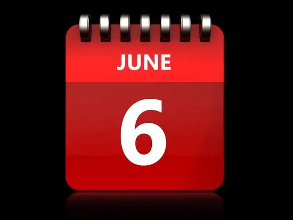 Ilustración del calendario del 6 de junio —  Fotos de Stock