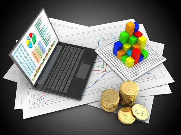 Illustration of diagram papers — Stock Photo, Image