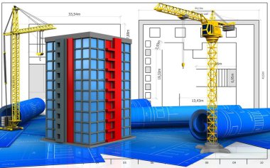 Bina arka plan üzerinde gösterimi