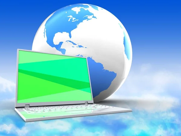 Laptop computer  over  background — Stock Photo, Image