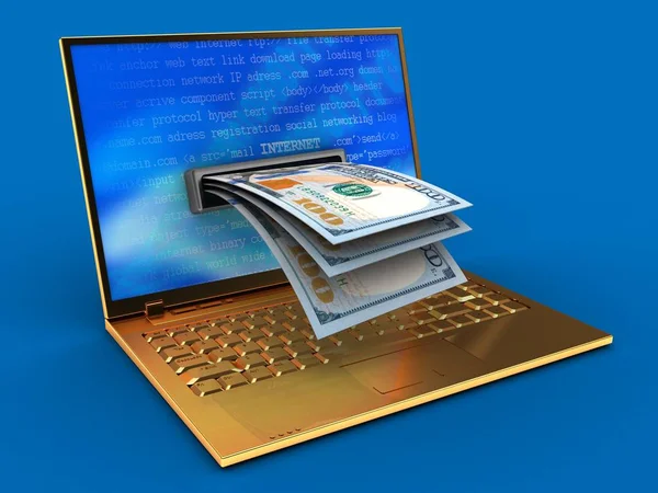 Illustration of golden computer — Stock Photo, Image