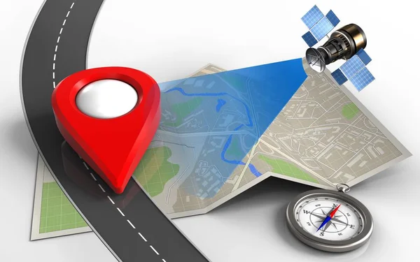 Map paper with point icon — Stock Photo, Image